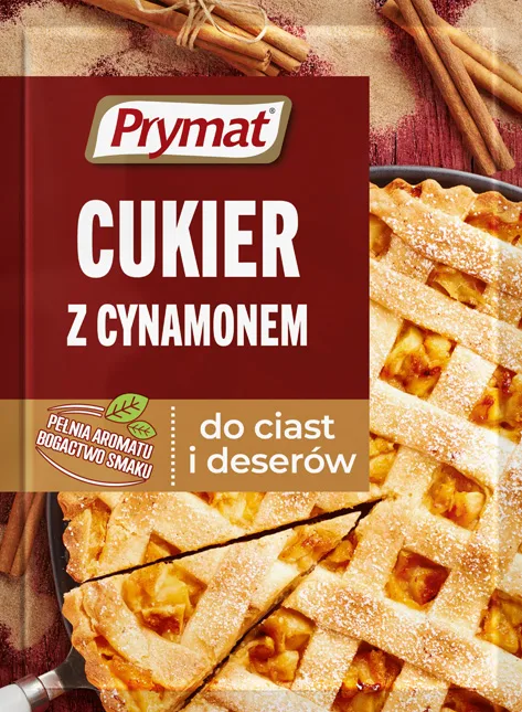 Opakowanie cukru z cynamonem Prymat z tartą owocową