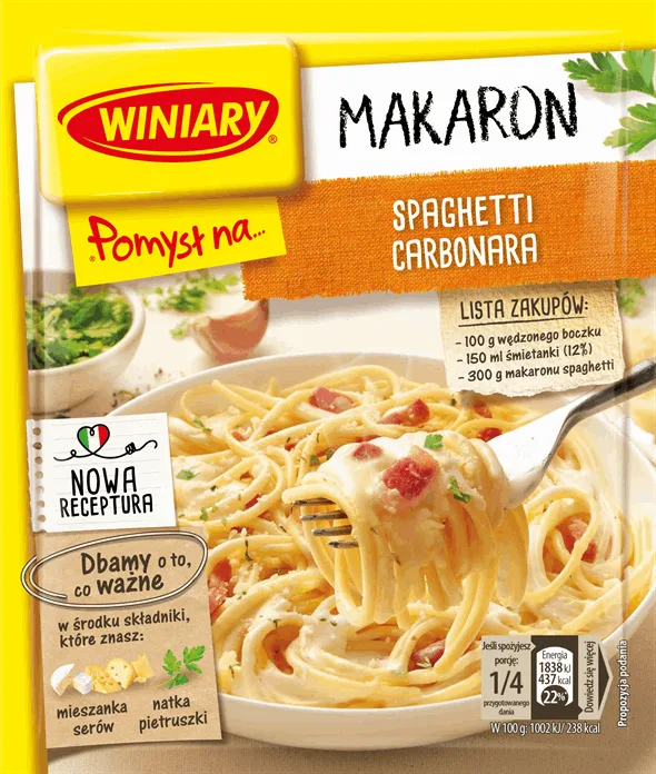 Opakowanie Winiary Pomysł na spaghetti carbonara