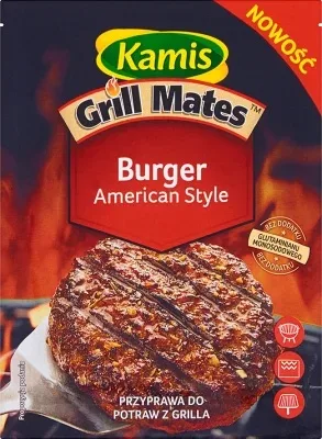 Opakowanie przyprawy Kamis do burgerów z grillowanym kotletem
