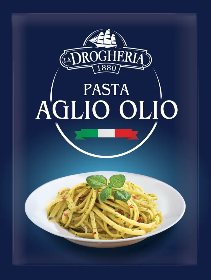 Opakowanie La Drogheria Pasta Aglio Olio z makaronem