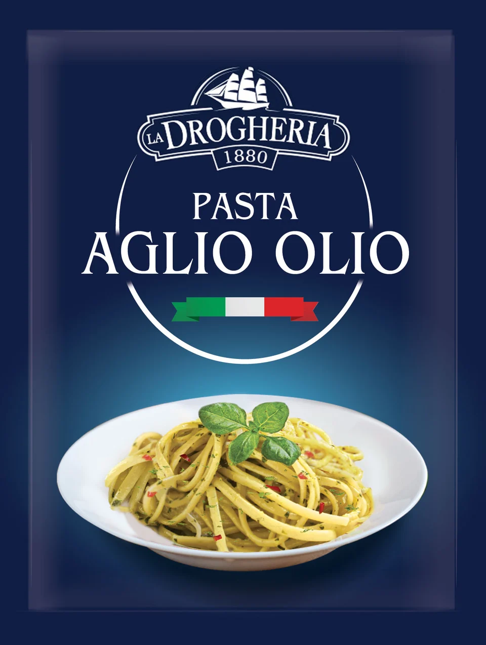 Opakowanie La Drogheria Pasta Aglio Olio z makaronem