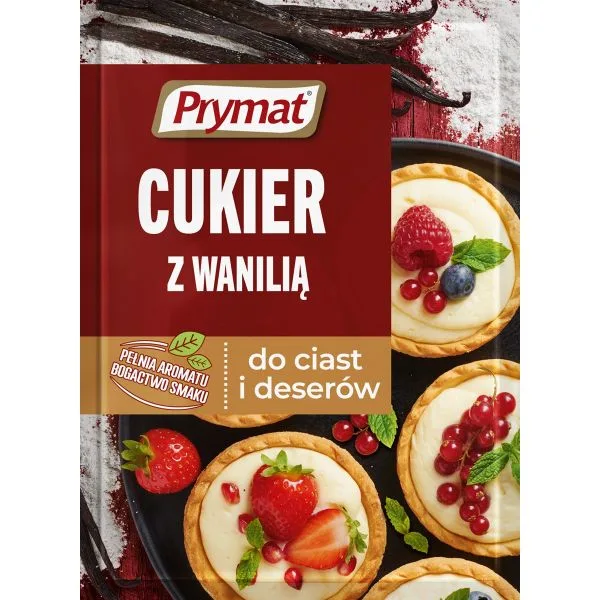 Opakowanie cukru z wanilią Prymat z tartaletkami owocowymi